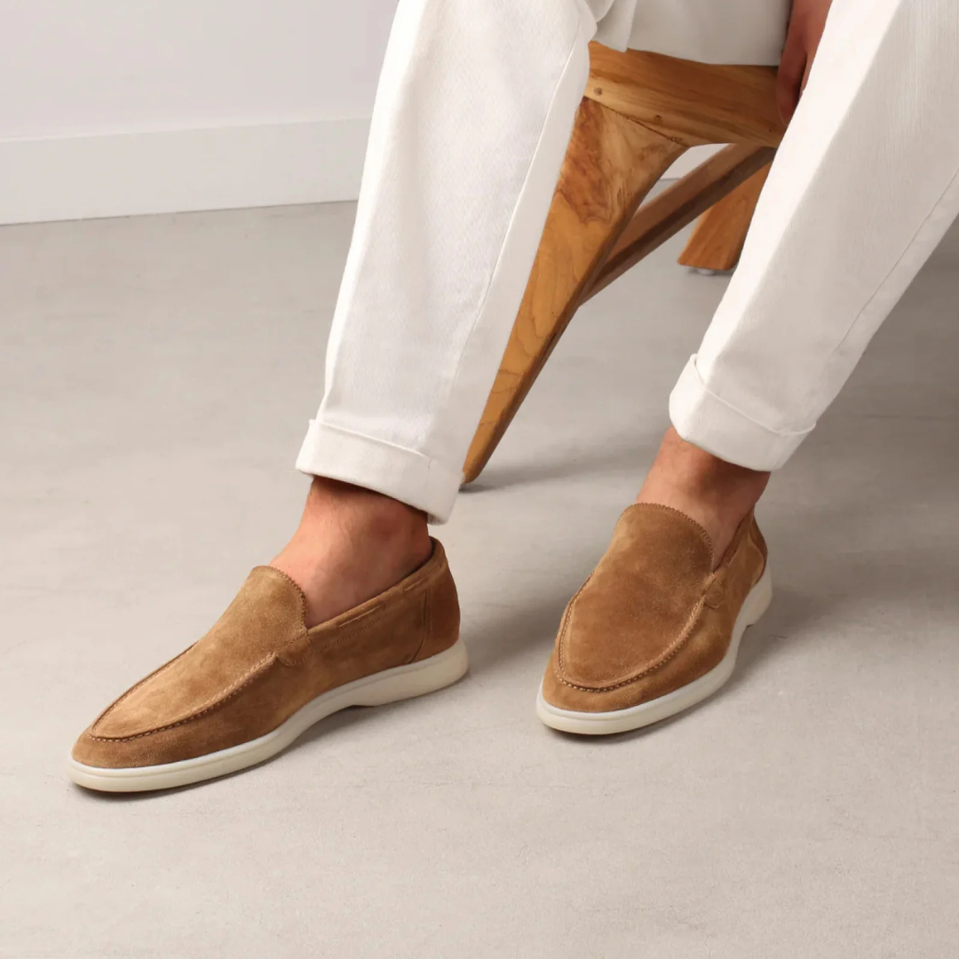 Beige Velours-Loafer