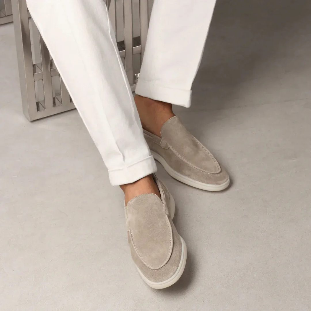 Soft grey velar loafers